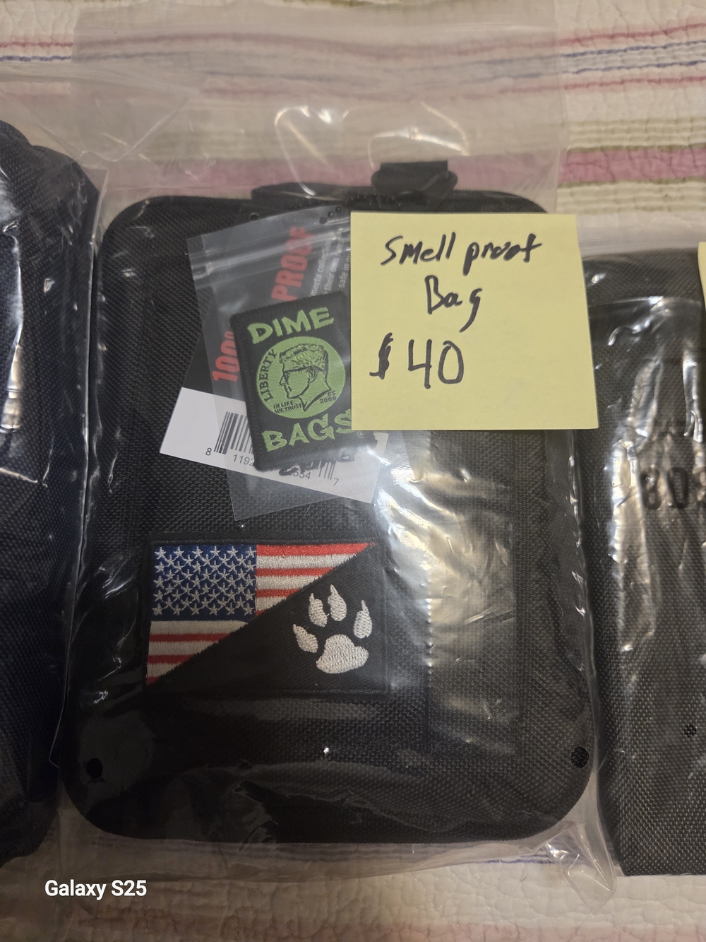 liberty Black Smell-Proof Treat Pouch with American Flag & White Paw Patch
